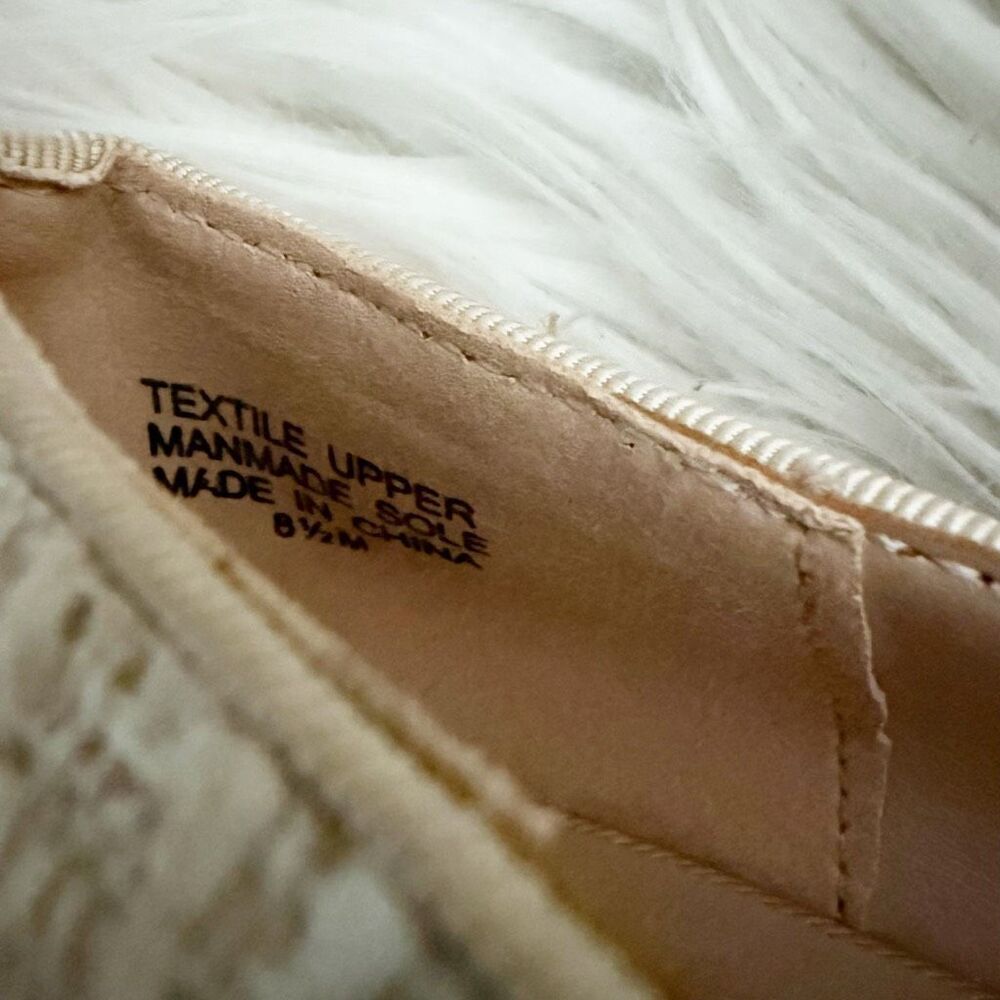 ANN TAYLOR | Textile Upper Plaid Off White Tan Bow Loafers Tweed Flats | 8.5 - Picture 7 of 7